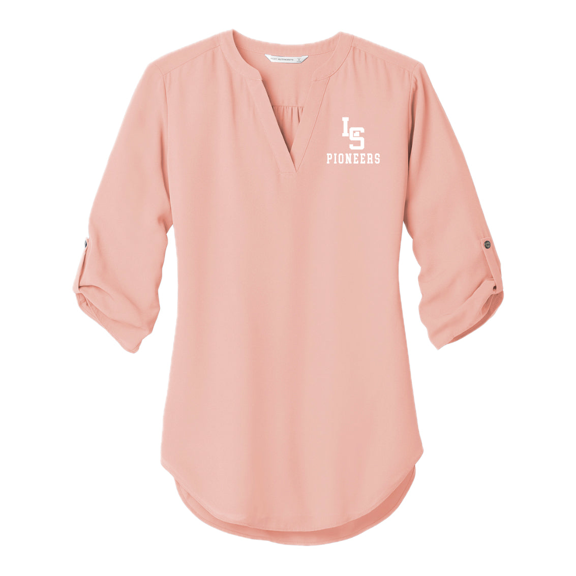 LSHSPTO1-17 Rose Quartz Women's 3/4 Sleeve Tunic Blouse