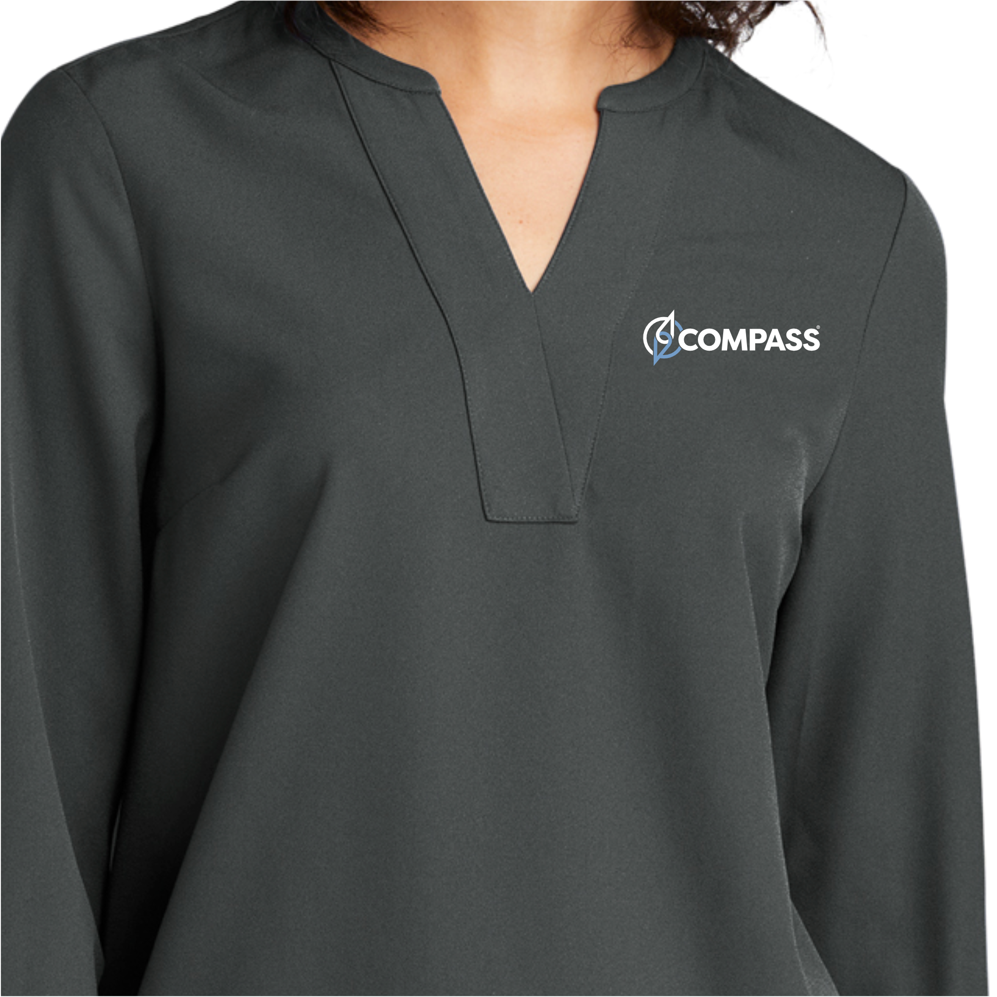 COM024 Grey Ladies 3/4 Sleeve Blouse