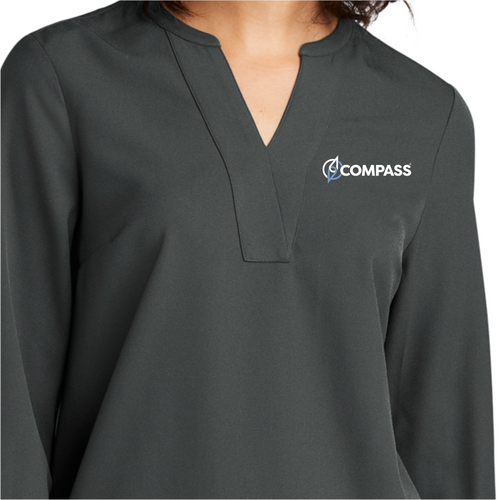 COM024 Grey Ladies 3/4 Sleeve Blouse