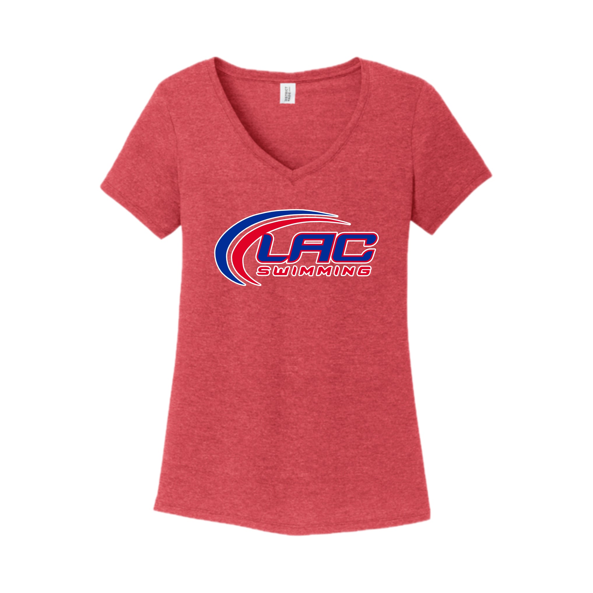 LACSH009-07 Red Frost Ladies V-Neck Short Sleeve Tee