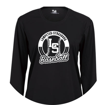 LSY0225-B08 Black Baseball Women's Performance Long Sleeve