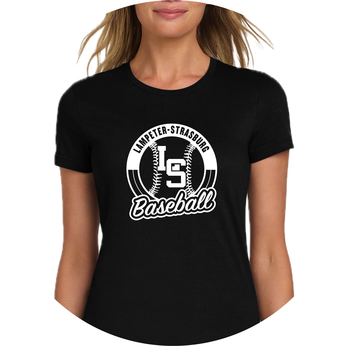 LSY0225-B04 Black Baseball Women's Short Sleeve Tee