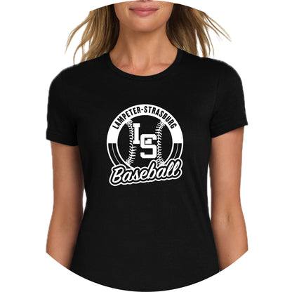 LSY0225-B04 Black Baseball Women's Short Sleeve Tee