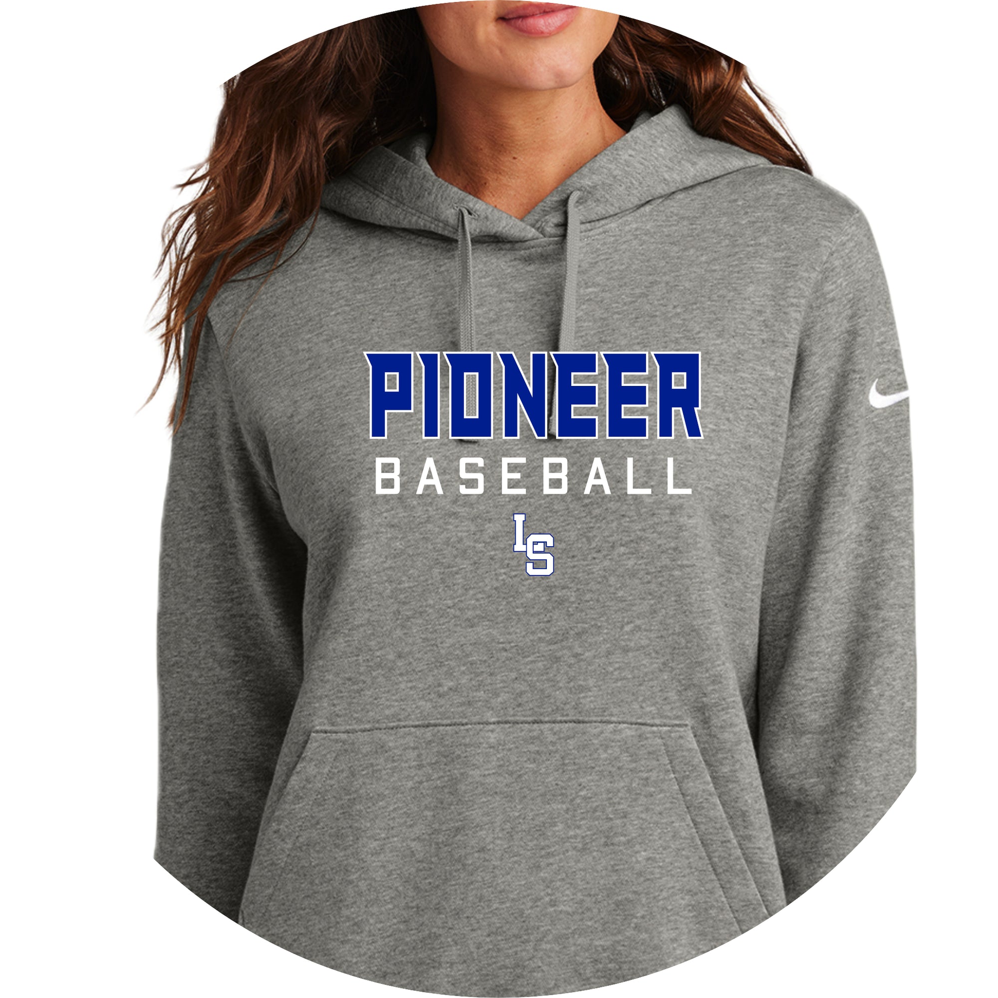 LSHS0225-20  Nike Women's Dk Heather Grey Hooded Sweatshirt