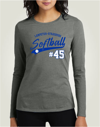 LSYS01 - 029 Heathered Charcoal Ladies Long Sleeve Tee