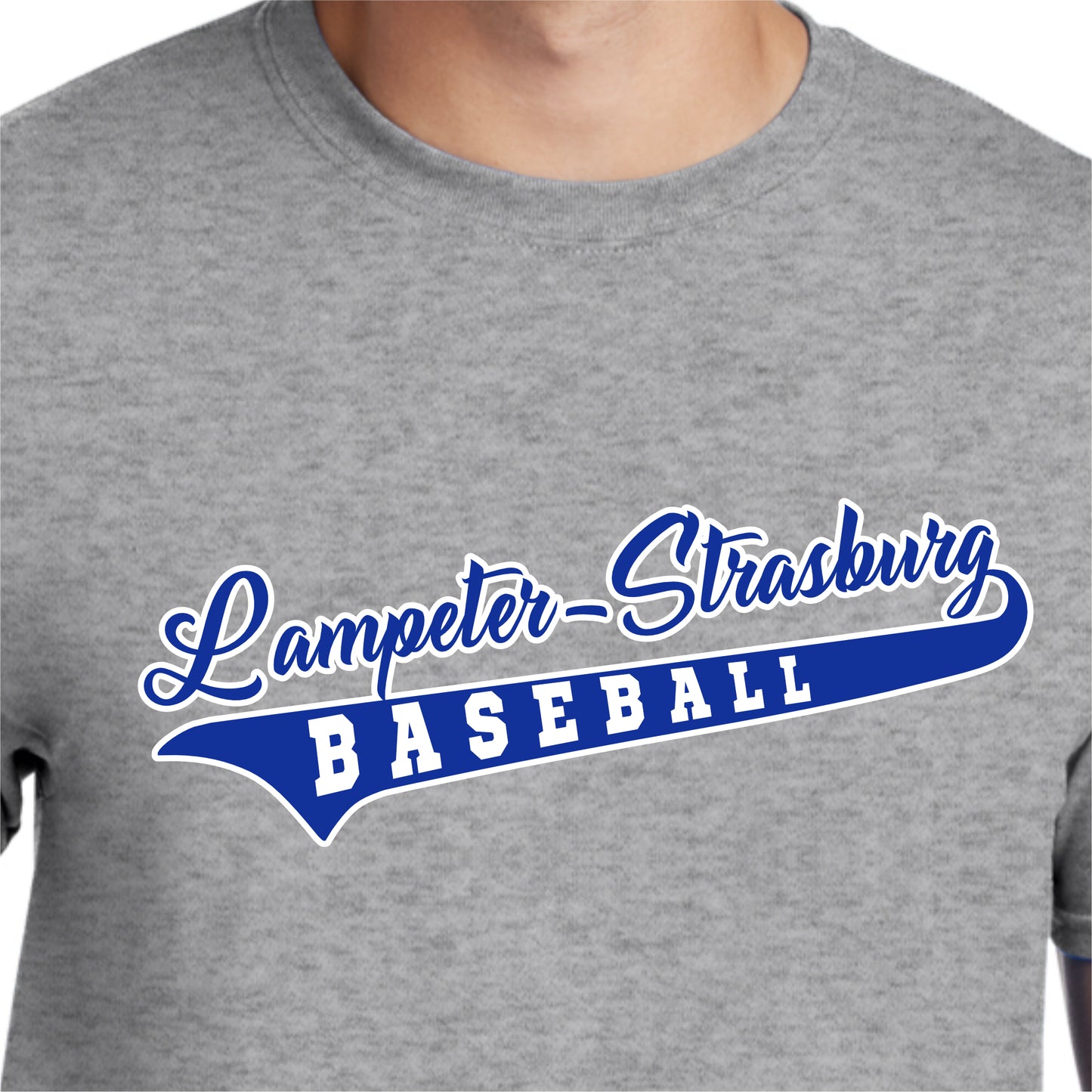 24388-06  Grey Short Sleeve Tee | Baseball Script Logo