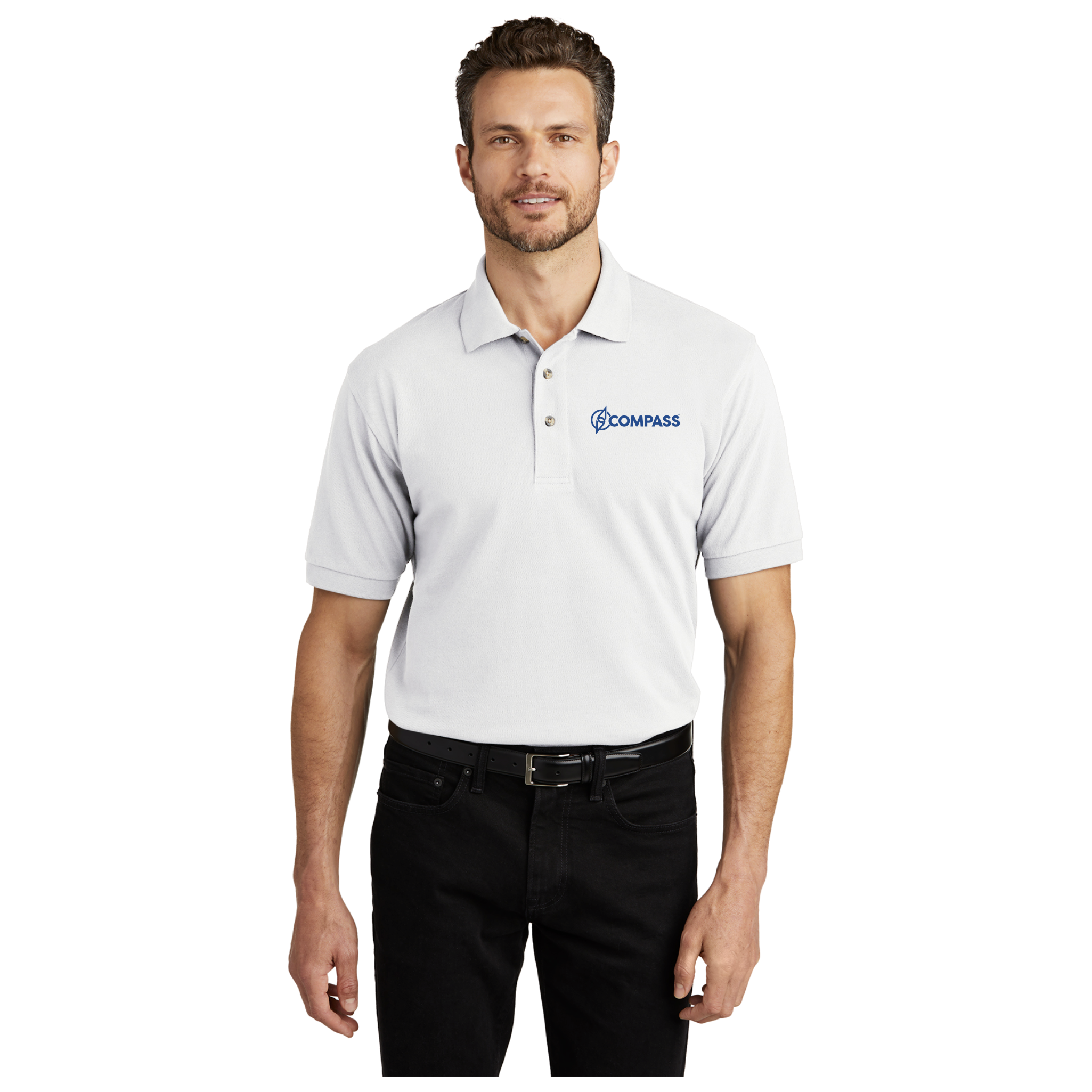 COM018 White 100% Cotton Pique Polo