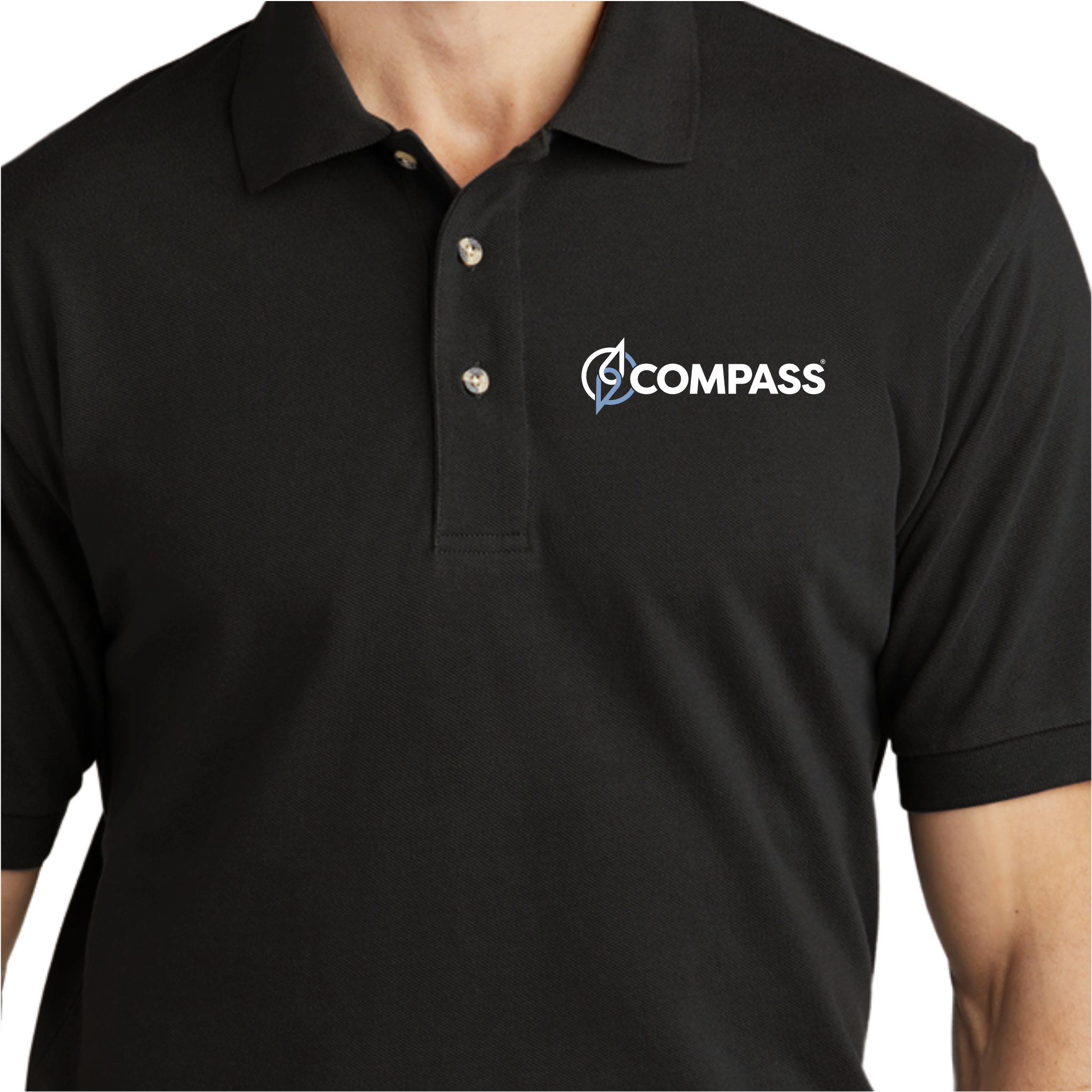COM017 Black 100% Cotton Pique Polo