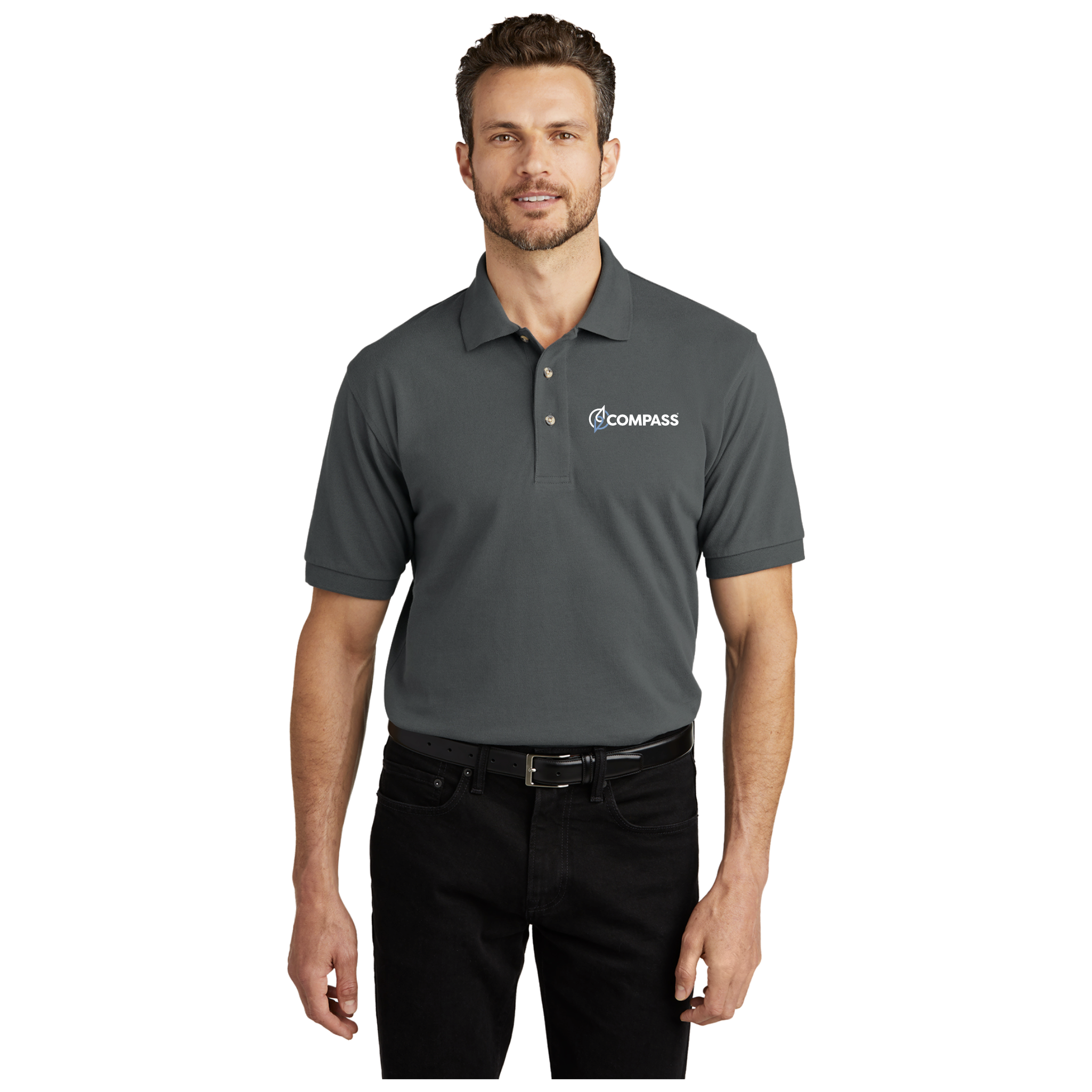 COM016 Steel Grey 100% Cotton Pique Polo