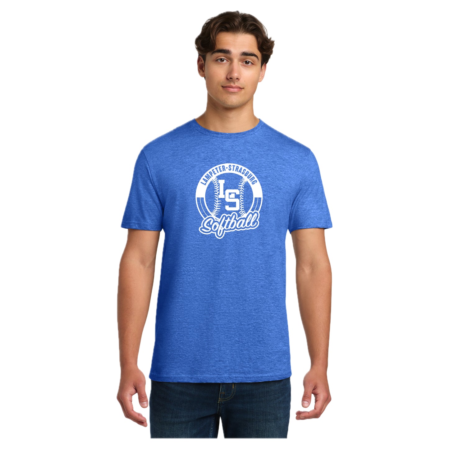 LSY0225-S01 Heather Royal Softball Short Sleeve Tee