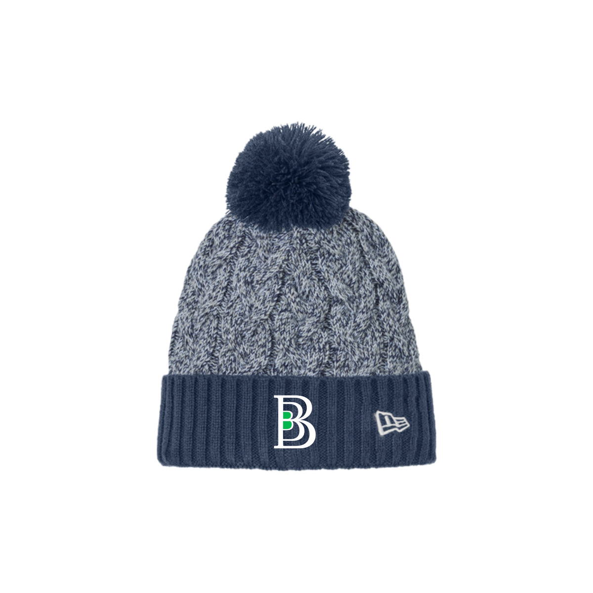 BTBSH04 - 40 New Era Navy B Marled Knit Pom Beanie