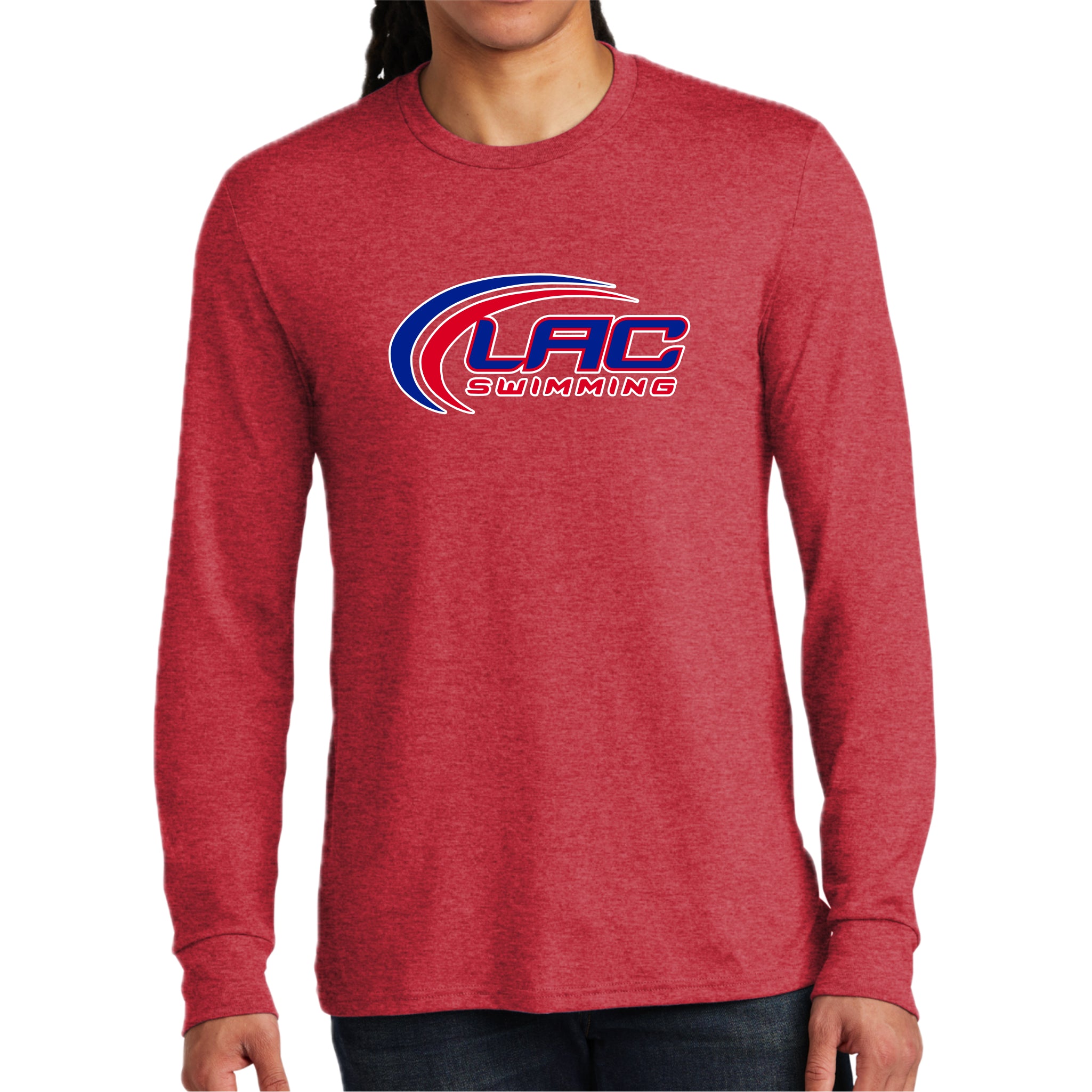 LACSH005 07 Red Frost Triblend Long Sleeve Tee